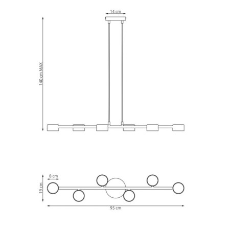 Lámpara colgante Solvi negro (6 luces)