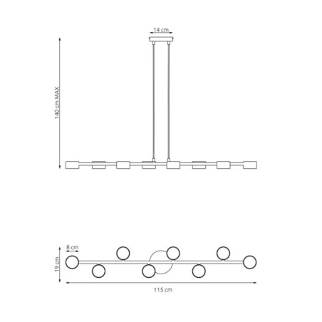 Lámpara colgante Solvi negro (8 luces)