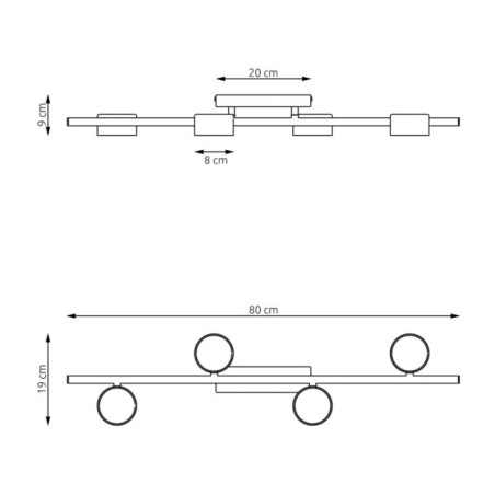 Lámpara de techo Kelmi negro (4 luces)