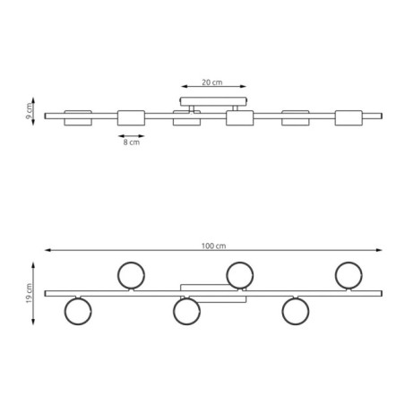 Lámpara de techo Kelmi negro (6 luces)