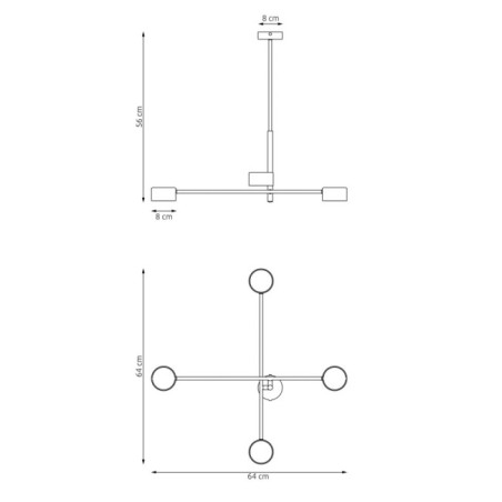 Lámpara de techo Feru negro (4 luces)