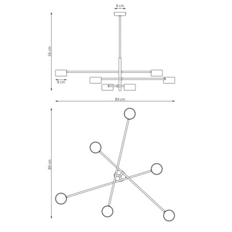 Lámpara de techo Feru negro (6 luces)