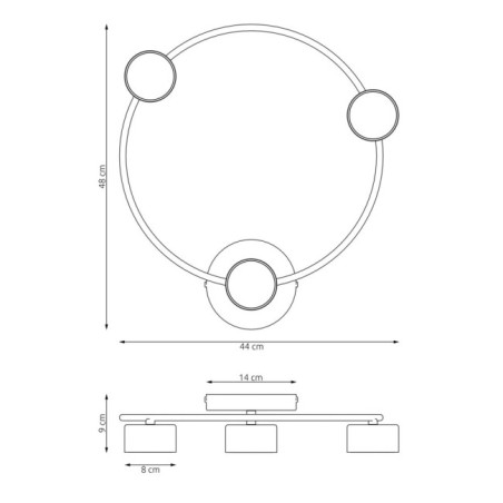 Lámpara de techo Pavo negro (3 luces)