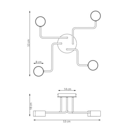Lámpara de techo Xuli negro (4 luces)