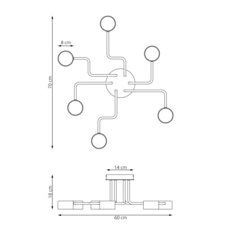 Lámpara de techo Xuli negro (6 luces)
