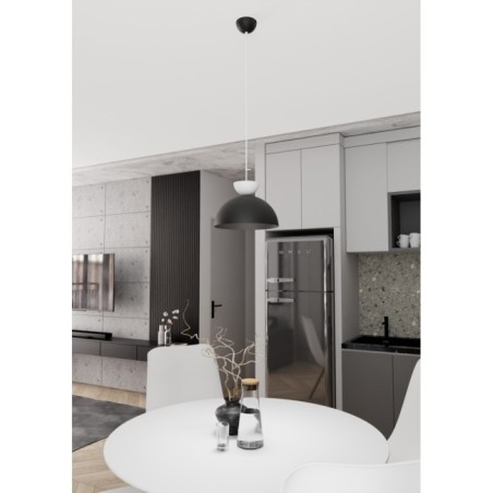 Lámpara colgante Varel S negro+blanco