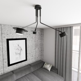 Lámpara de techo Tevra negro (3 luces)