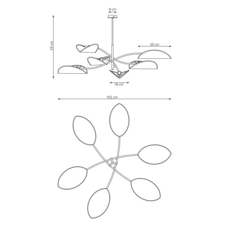 Lámpara de techo Norgi Gris (6 luces)