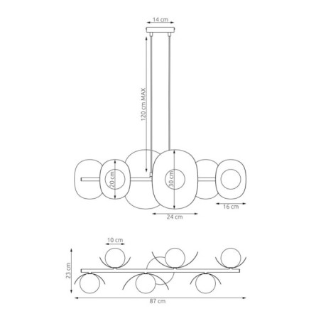 Lámpara colgante Lithora negro (6 luces)