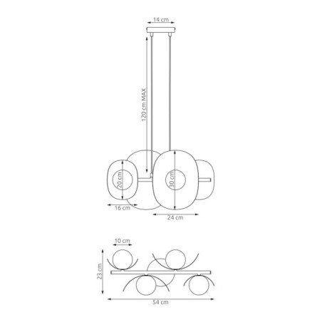 Lámpara colgante Lithora gris (4 luces)