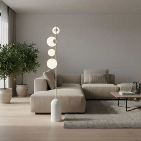 Lámpara de pie Tandem blanco (4 luces)