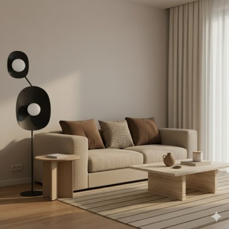 Lámpara de pie Lysia negro (2 luces)