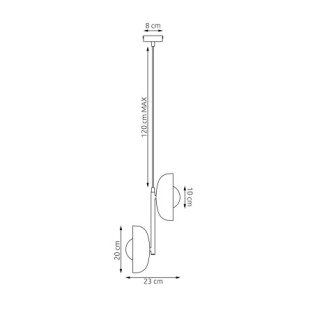 Lámpara colgante Elara dorado+negro (2 luces)