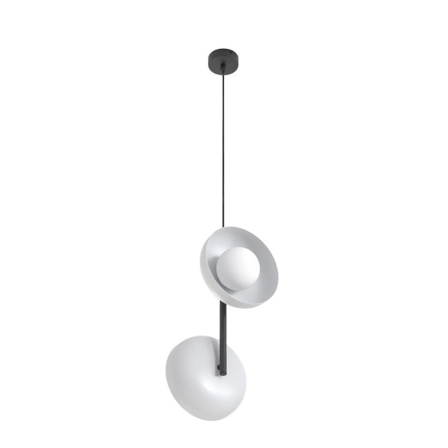 Lámpara colgante Elara gris+negro (2 luces)