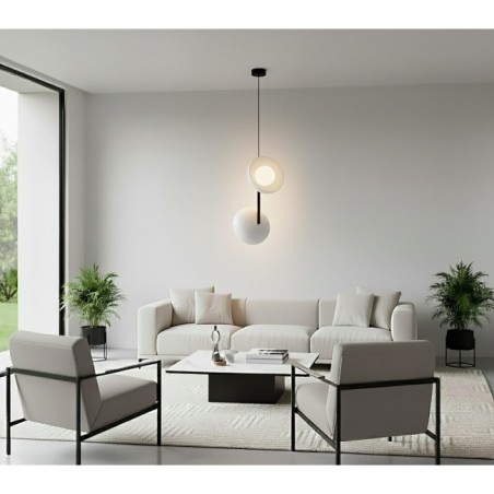 Lámpara colgante Elara gris+negro (2 luces)