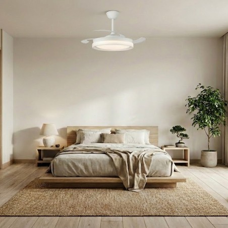 Ventilador LED con aspas retráctiles Nestera Eco Blanco CCT Dim (45W)