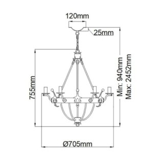 Lámpara de araña Windsor (6 luces)
