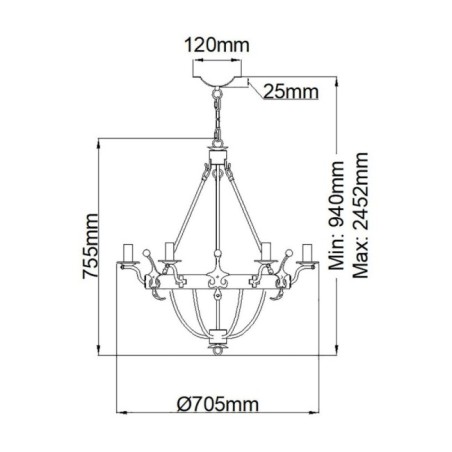 Lámpara de araña Windsor (6 luces)