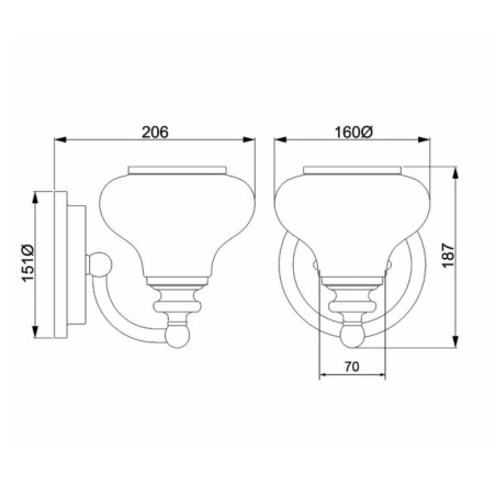 Aplique de pared para baños Ainsley
