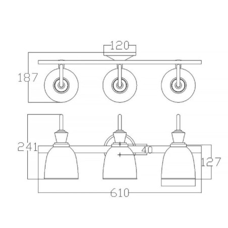 Aplique de pared para baños Cora (3 luces)