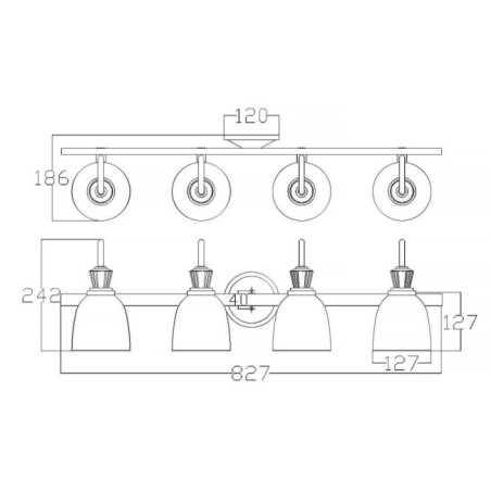 Aplique de pared para baños Cora (4 luces)