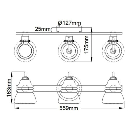 Aplique de pared para baños Talland (3 luces)