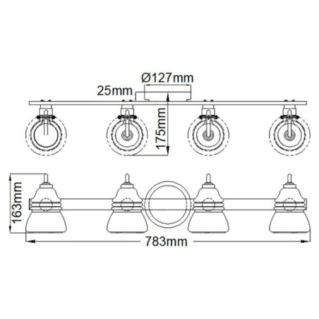 Aplique de pared para baños Talland (4 luces)