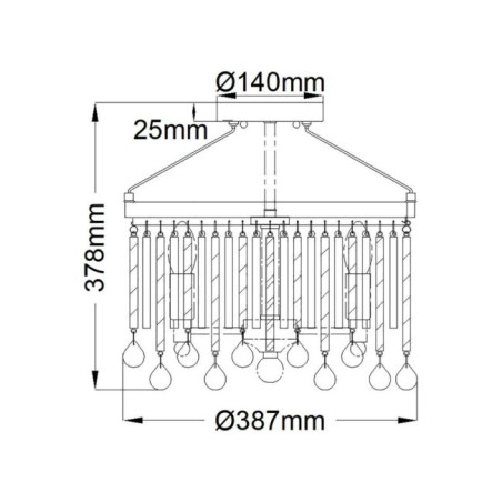Semiplafón de techo Piper (3 luces)