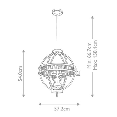 Lámpara de techo Lemuria Globe (3 luces)