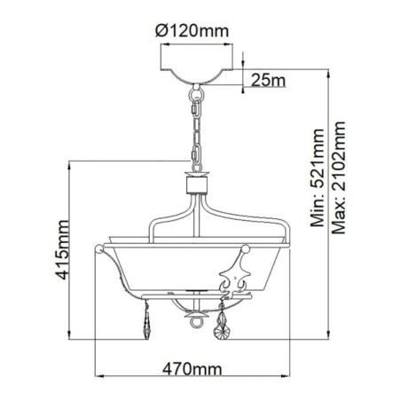 Semiplafón de techo Windsor (3 luces)