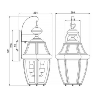 Aplique de pared de exterior Newbury (2 luces)