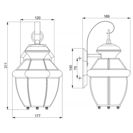 Aplique de pared de exterior Newbury S