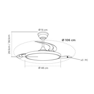 Ventilador LED aspas retráctiles Cookie CCT Dim (60W)