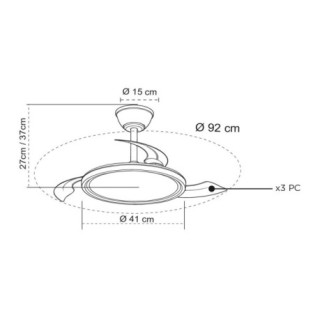 Ventilador LED aspas retráctiles Rexus RGB CCT Dim (24+7W)