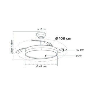 Ventilador LED aspas retráctiles Ecoro CCT Dim (48W)