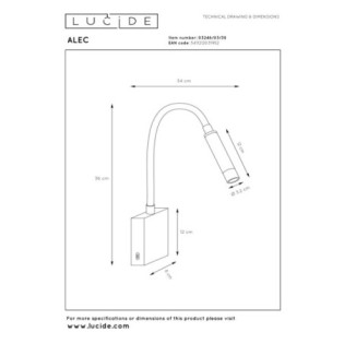 Aplique de pared lector Alec