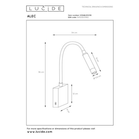 Aplique de pared lector Alec