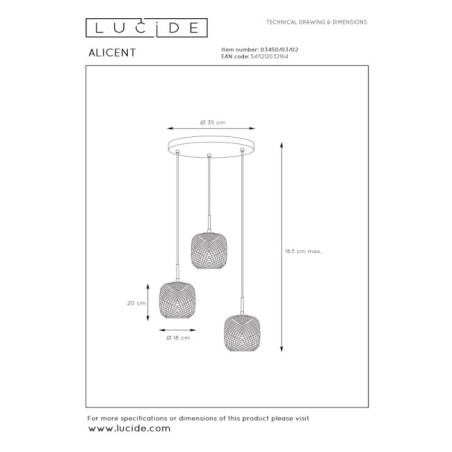 Lámpara colgante Alicent (3 luces)