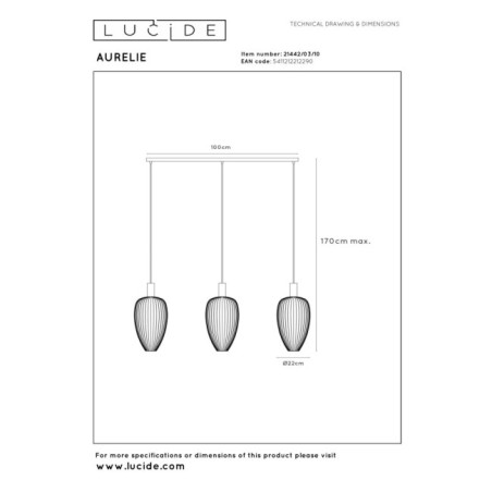 Lámpara colgante Aurelie (3 luces)
