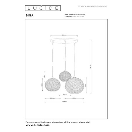 Lámpara colgante Bina (3 luces)