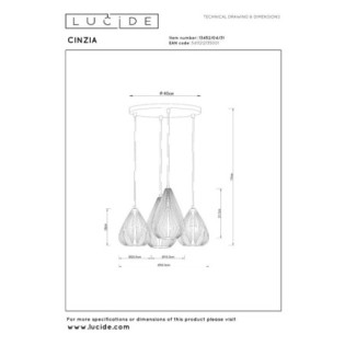 Lámpara colgante Cinzia (4 luces)