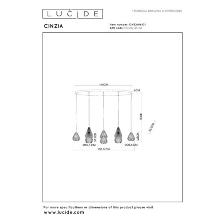 Lámpara colgante Cinzia (8 luces)
