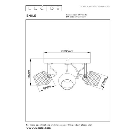 Plafón de techo Emile (3 luces)
