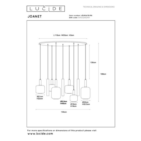 Lámpara colgante Joanet (6 luces)