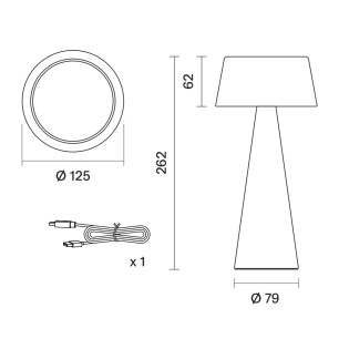 Lámpara de mesa recargable solar LED Meri Negro (3W)