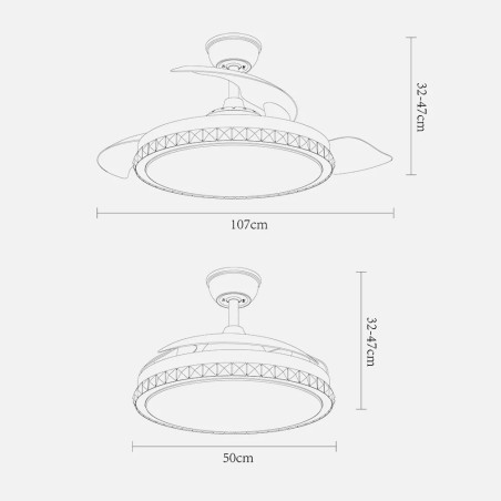 Ventilador Led con aspas plegables Biliku (72W)
