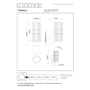 Aplique de exterior con sensor Timbala (2 luces)