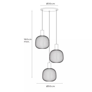 Lámpara colgante Esterel II (3 luces)