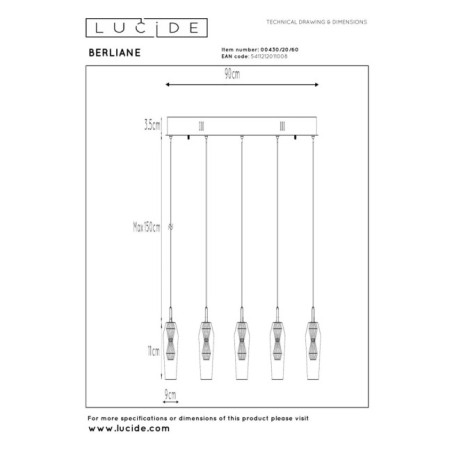 Lámpara colgante LED Berliane I (5x4W)