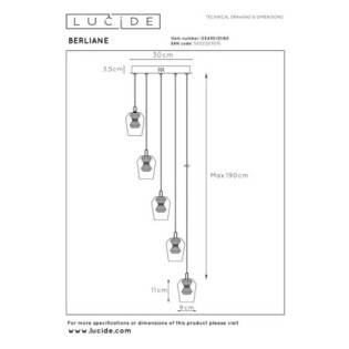Lámpara colgante LED Berliane II (5x4W)
